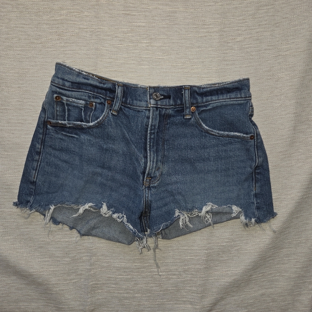 Abercrombie & Fitch Mid Rise Denim Shorts-distressed size 2 - Picture 4 of 9